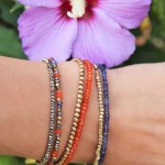 Assortiment bracelets laiton brut et perles de Cornaline, Pyrite, Iolite - Orange et bleus - Collection Été Indien - Myo jewel - créatrice bijoux fins - Nantes