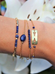 Assortiment de bracelets Lapis Lazuli et Laiton brut Myo Jewel Collection Cléo